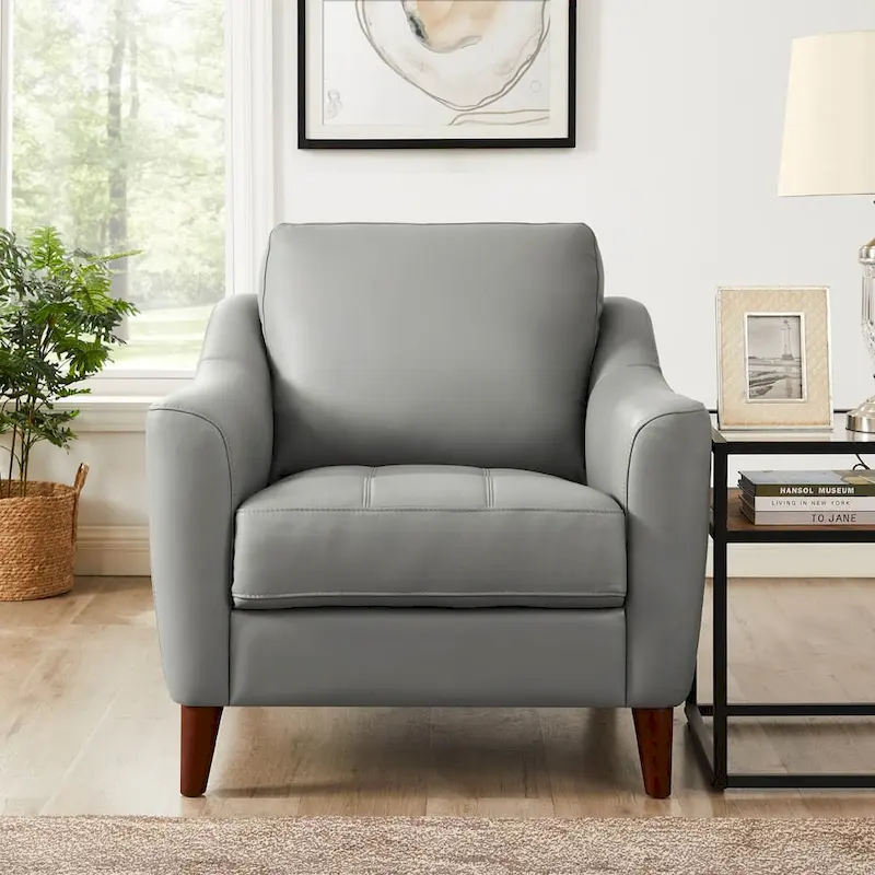 Hydeline Westcott Top Grain Leather Chair with Memory Foam and Springs