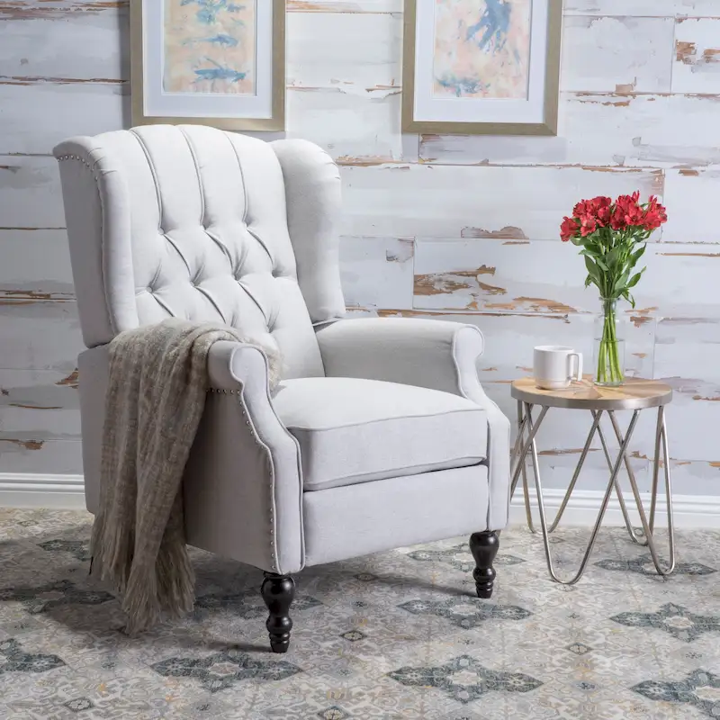 Walter Tufted Fabric Wingback Recliner Club Chair by Christopher Knight Home
