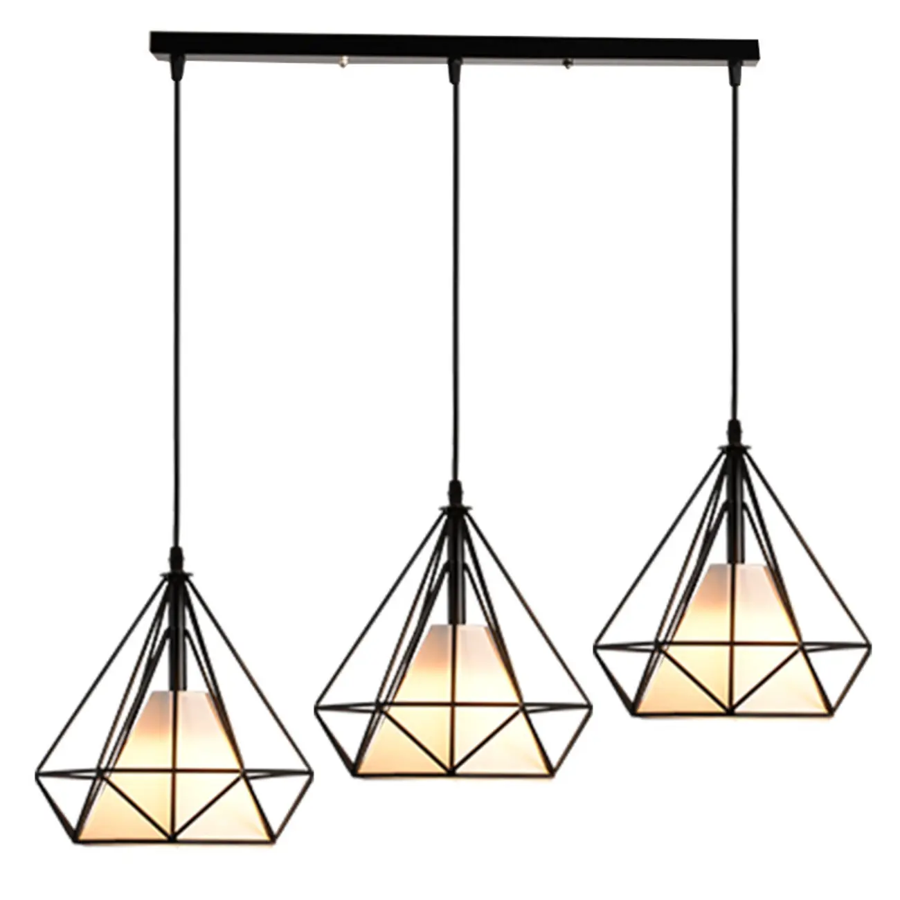 3-Light Geometric Metal Black Islands Pendant Light