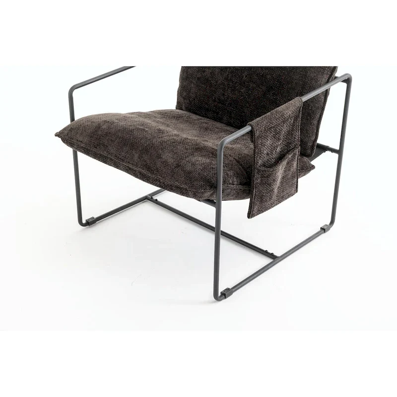 Upholstered Hanging Armchairs with Arm Pockets, Metal Frame,Set of 2