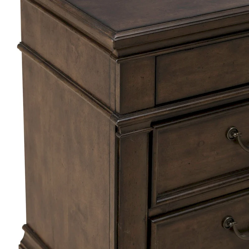Arden Road Satin Cherry Bedroom Wood Nightstand with Charging Station