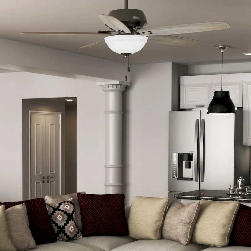 Hunter 60  Reveille Ceiling Fan with LED Light Kit and Pull Chain, Rustic, Transitional