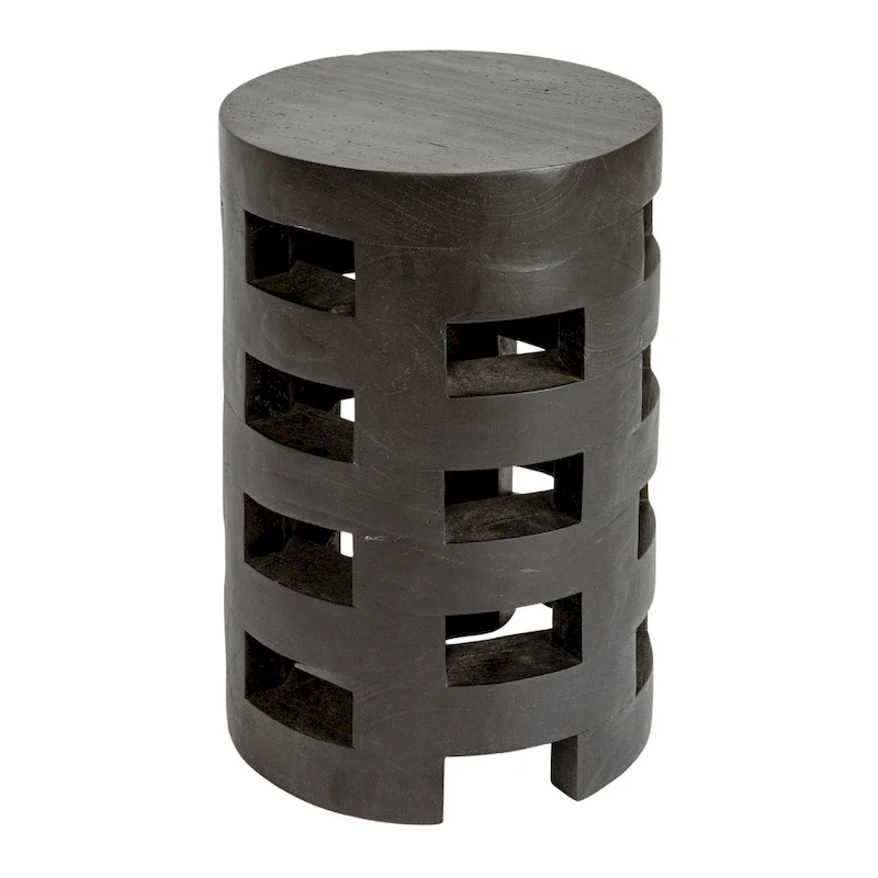 Wood Stool with Textured Surface