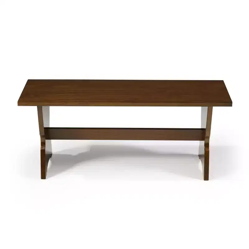 3pc Colby L Shaped Bench and Backless Nook Dining Set Brown - Linon: Wood Frame, 5-Seater, Trestle Base