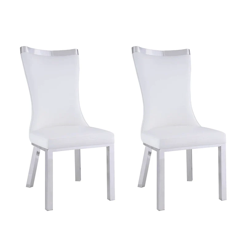 Somette Amelia Curved Back Dining Chair in White, Set of 2 - N/A