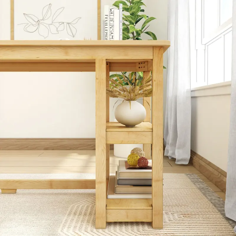 Plank and Beam Desk with Bookshelves