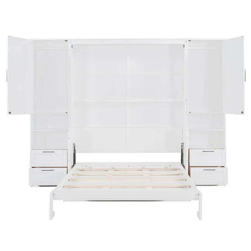 Murphy Bed (Wall Bed) — Featuring Wardrobe, Desk, Drawers, And Shelving