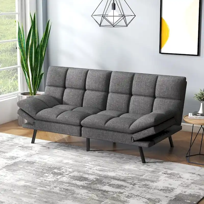 Modern Memory Foam Futon with Adjustable Armrests