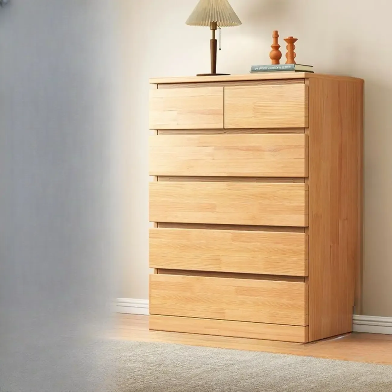 Modern Natural Wood Gloss Surface Dresser with 8-Drawers