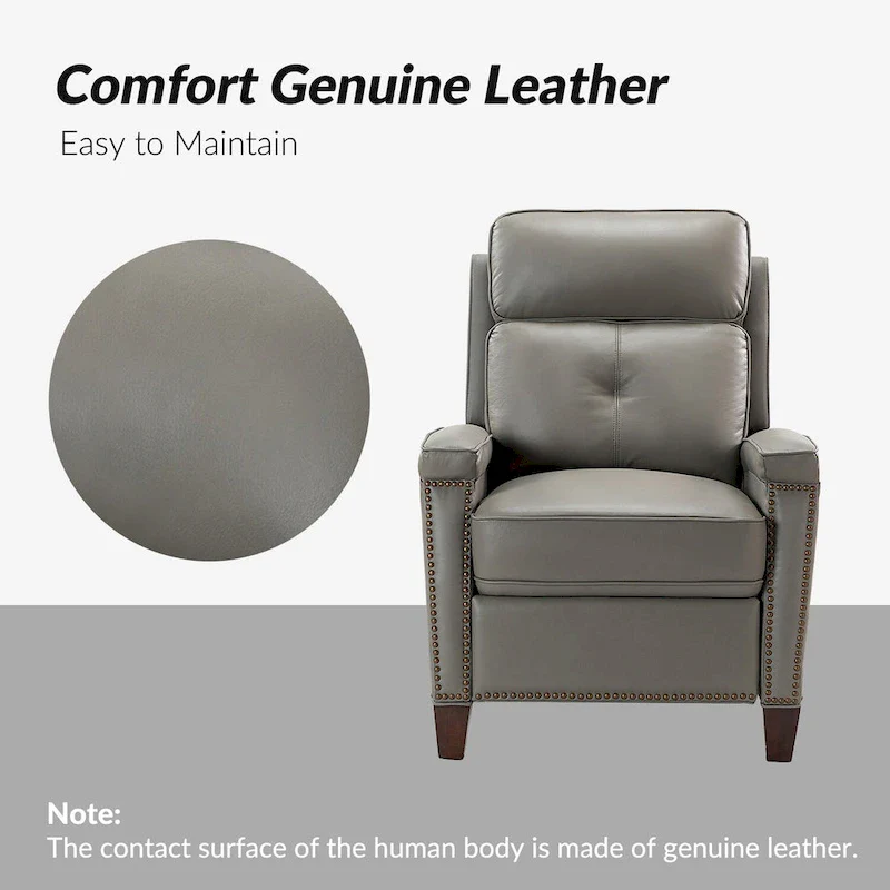 Gaspar Mid-Century  Pushback Recliner with Nailhead Trim by