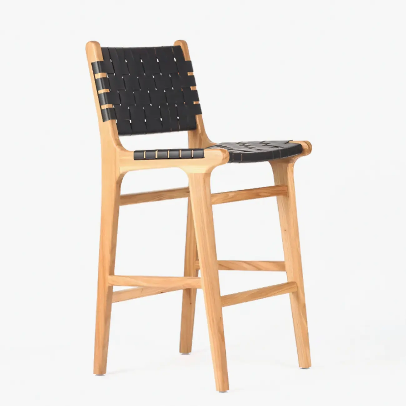 Modern Square Rattan Seat Counter Height Stools with Back
