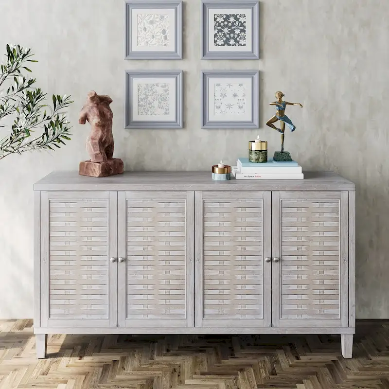 Accent Cabinet 4 Door Wooden Cabinet Sideboard Buffet Server Cabinet Storage Cabinet, for Living Room, Entryway