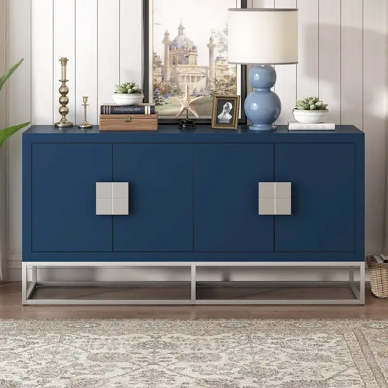 Modern 4-Door Sideboard with 3 Adjustable Shelves - MDF Storage Cabinet for Dining Room Kitchen - Elegant Design
