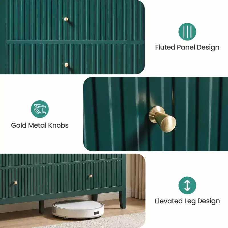 Modern Fluted 6-Drawer Dresser