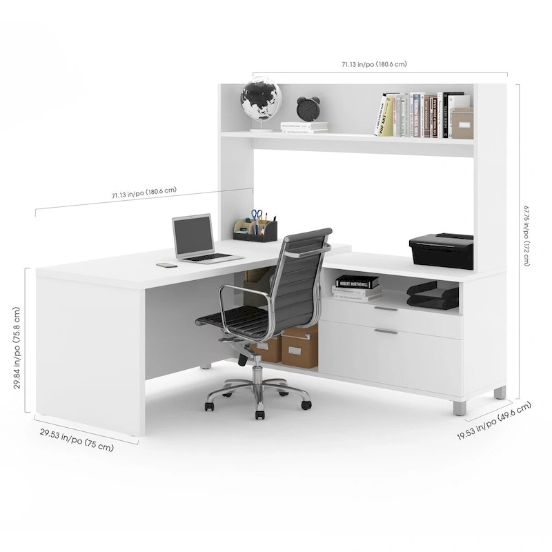 Pro-Linea L-Desk with Open hutch