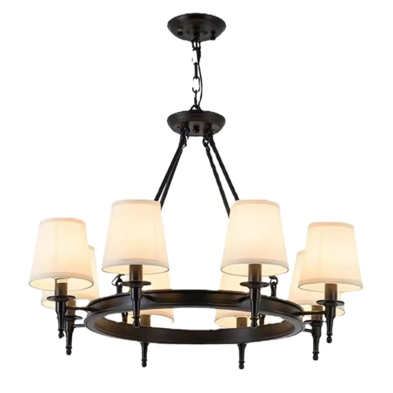 America Country Ring Fabric Lampshade Black Chandelier