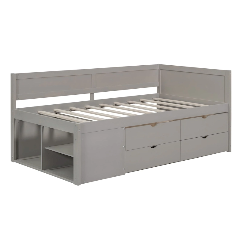 Twin Size Daybed with Drawers and Shelves