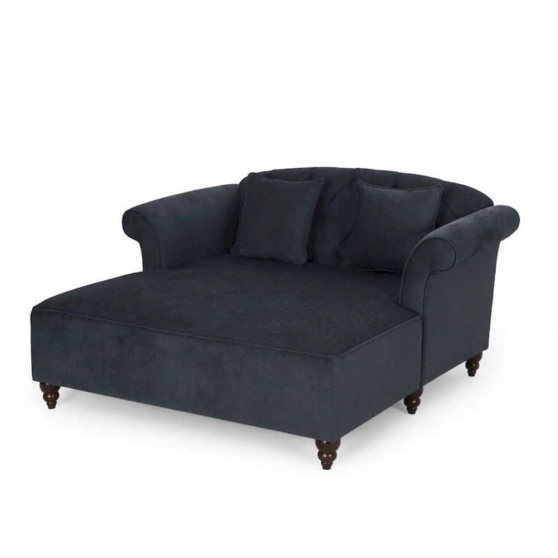 Charcoal 66 Upholstered Loveseat Chaise Lounge Chair with Birch Legs