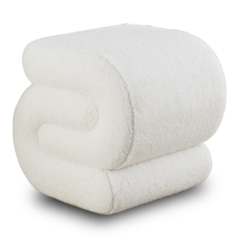 Modern S-shape Fabric Ottoman Makeup Stool Footstool