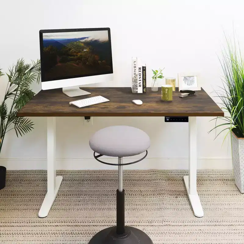 Electric Sit-Stand Desk with Tabletop - White/Oak