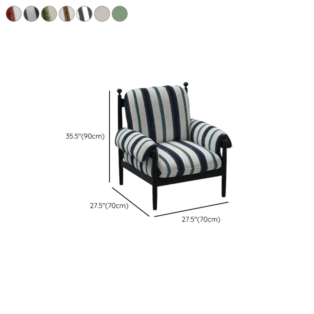Modern Striped Accent Chair with Removable Cushion