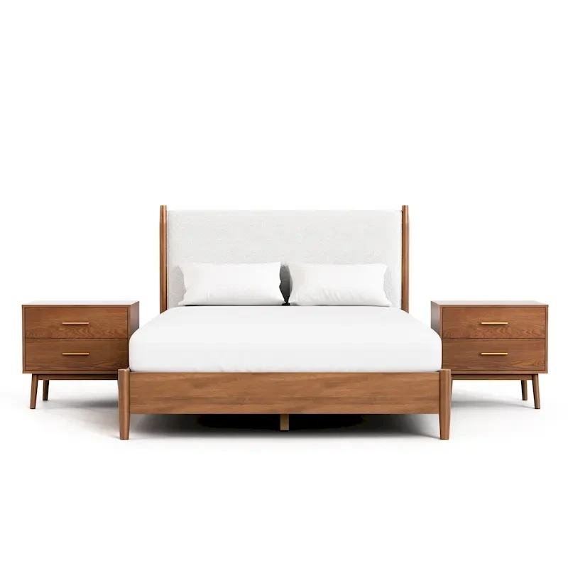 Furniture of America Beau Midcentury 3-Piece Walnut Wood Bedroom Set