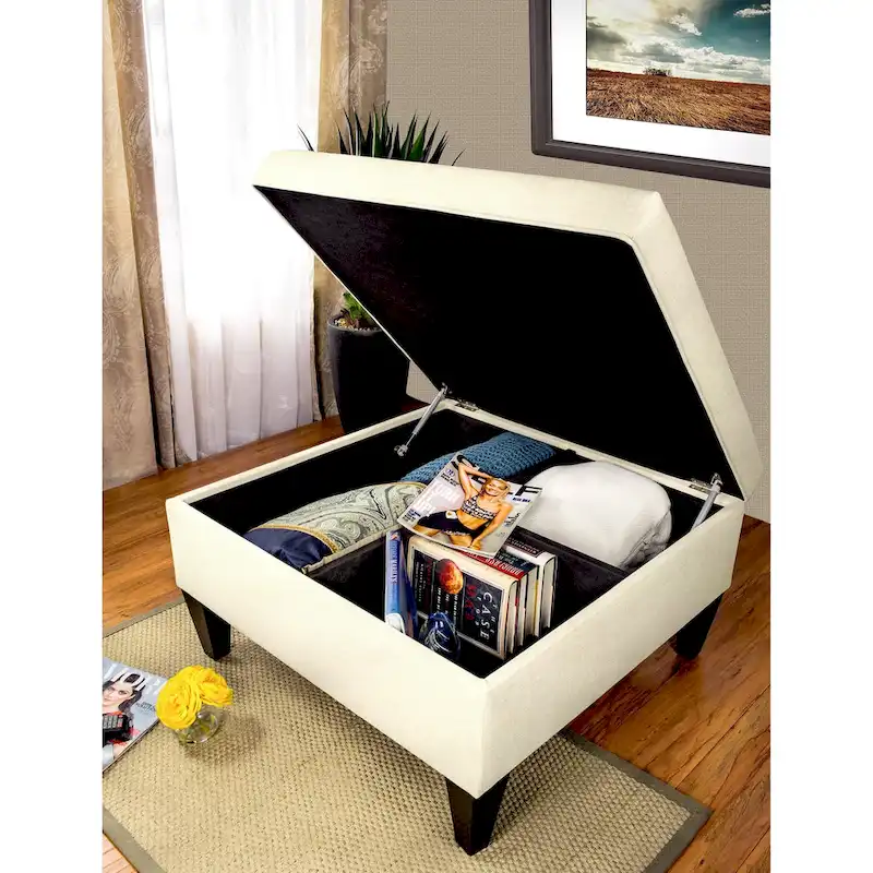 MJL Furniture Manhattan Allure Upholstered Organizational Cocktail Ottoman Table