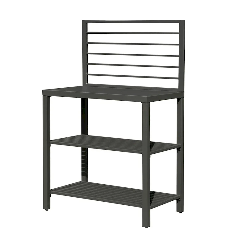 Outdoor Kitchen Island with Storage,Aluminum Kitchen Storage Island Kitchen Food Prep Table with Double Storage Rack