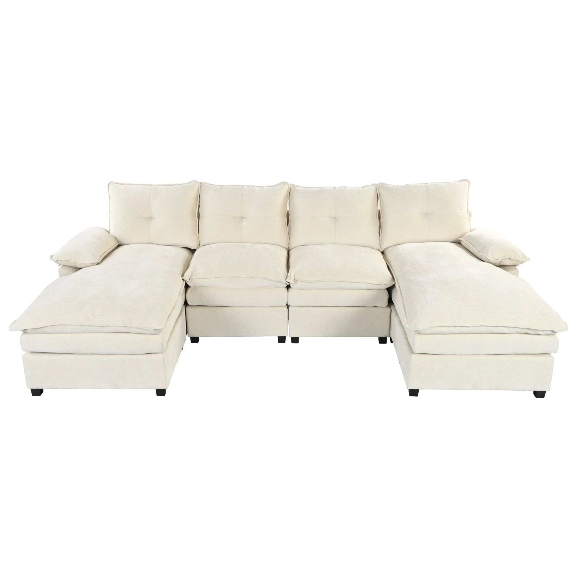 Walker Edison | Chenille Sectional Sofa with Adjustable Armrest Pillows