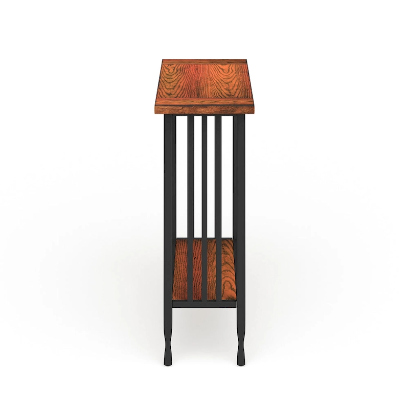 Leick Home Peter Matte Black Slatted Mission Oak Hall Stand