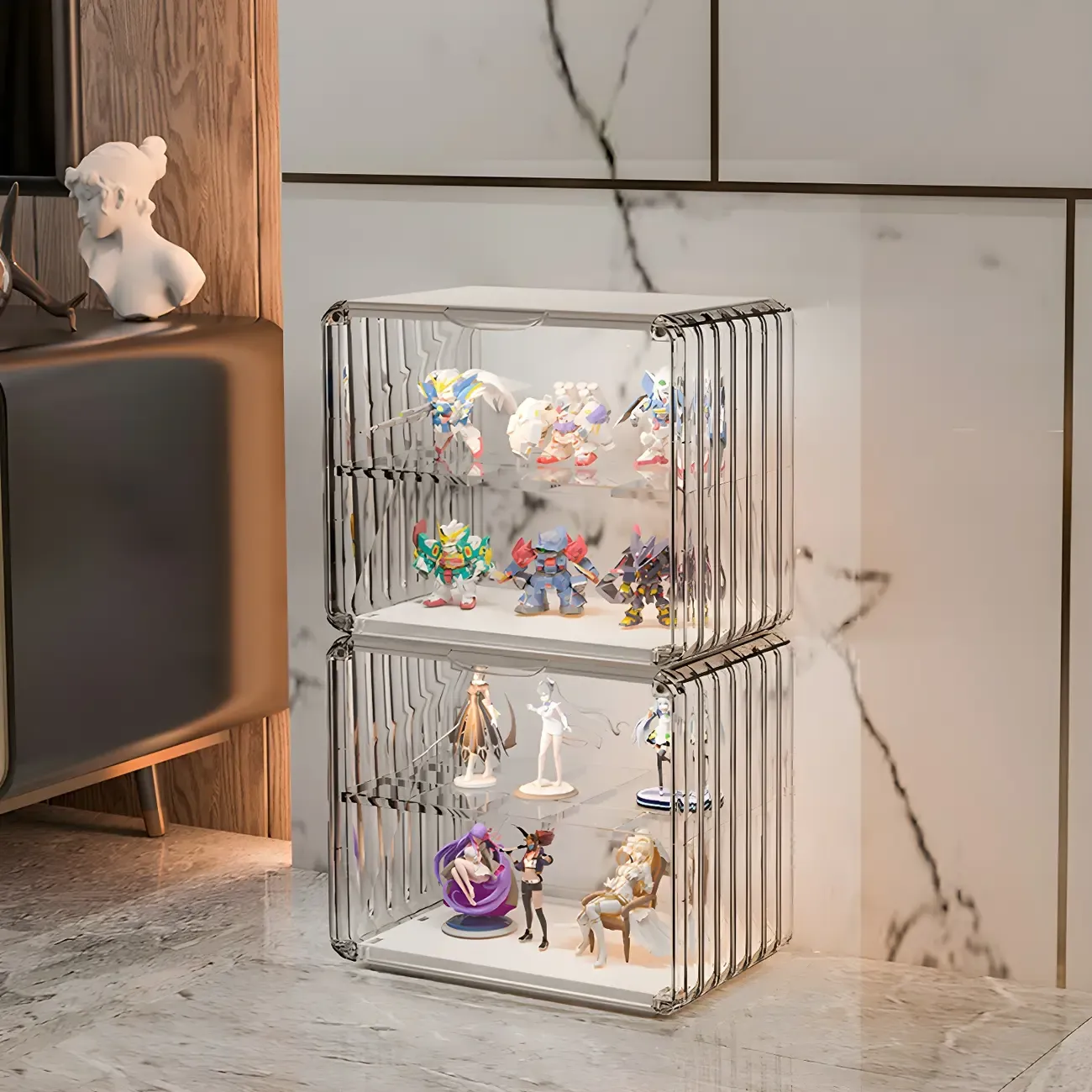 Stylish Stackable Green Clear Acrylic Display Cabinet