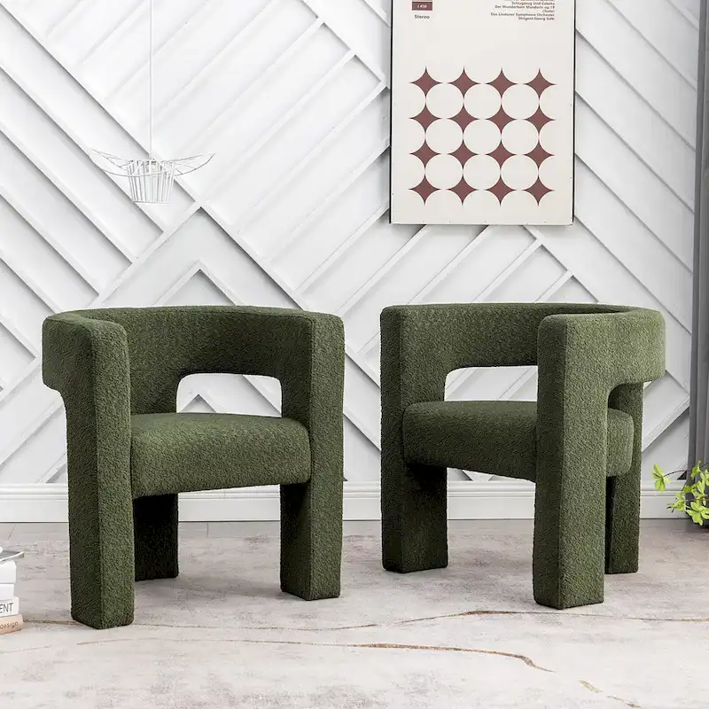 KINWELL 28 Wide Boucle Upholstered Square Armchair (Set of 2)