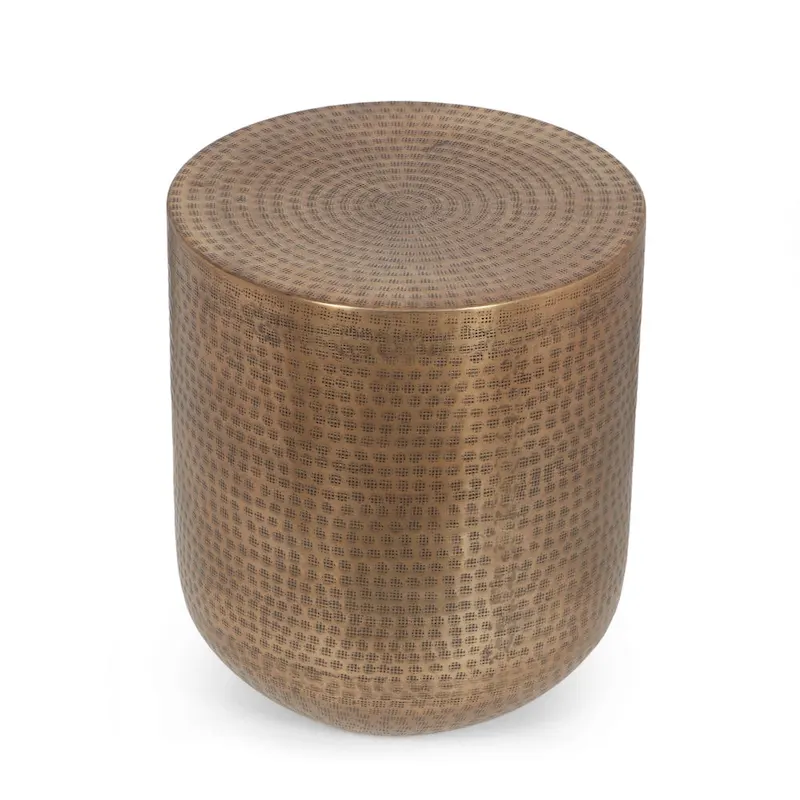 Ladd Handcrafted Boho Aluminum Drum Side Table by Christopher Knight Home - 15.00 L x 15.00 W x 17.50 H