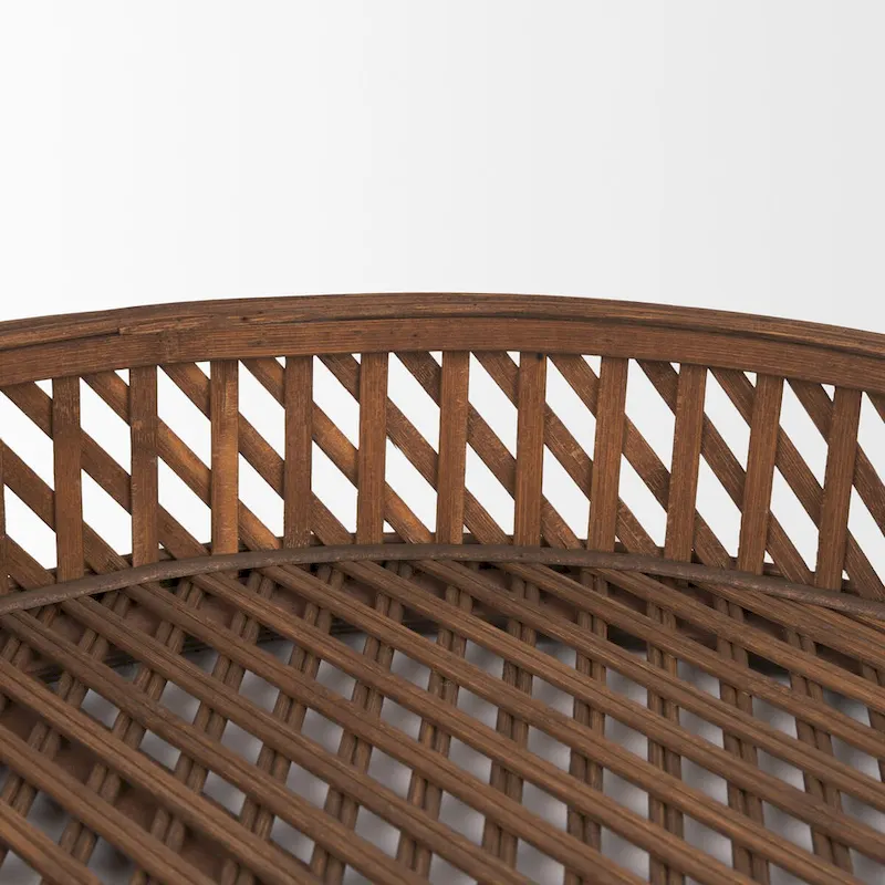 Thala Medium Brown Round Wicker Tray (Set of 2) - 20.5L x 20.5W x 4.3H