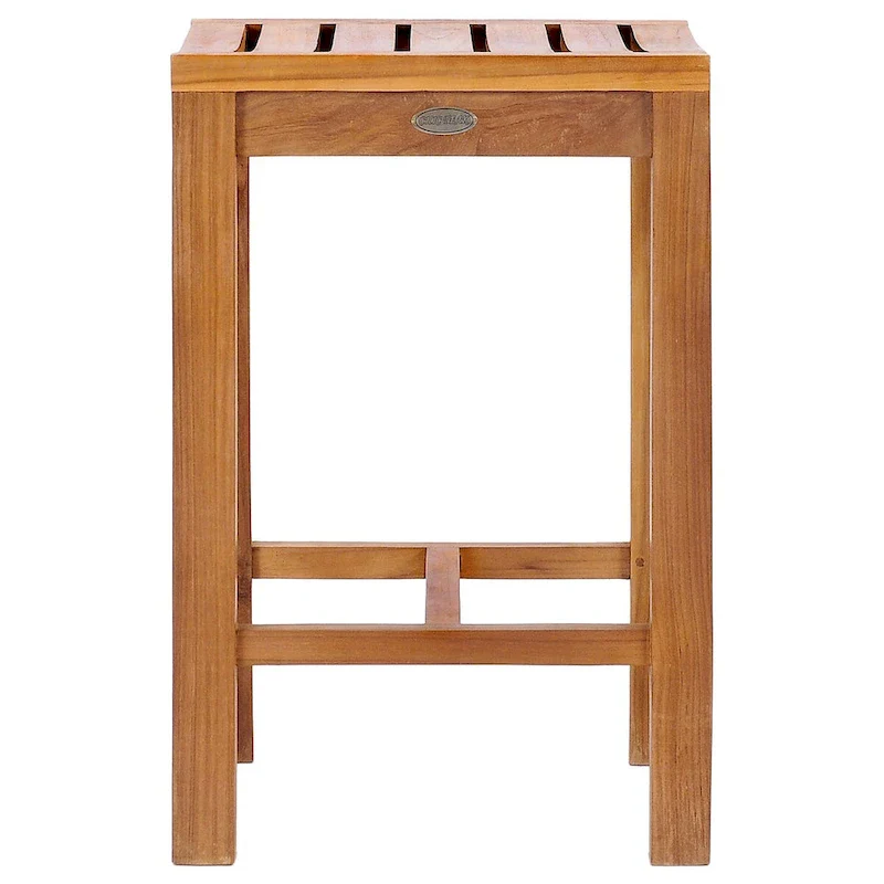 Chic Teak 3 Piece Teak Wood Seville Medium Counter Height Patio Bistro Dining Set, 2 Counters Stools and 35 Square Table