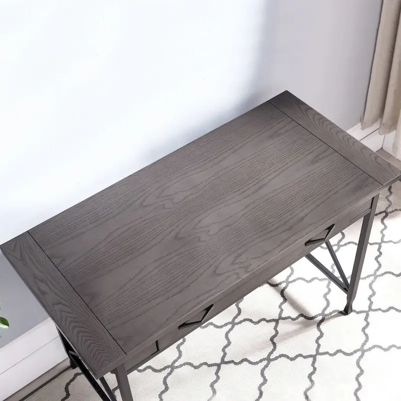 Grey 1 Drawer Metal and Wood Writing/Computer Desk