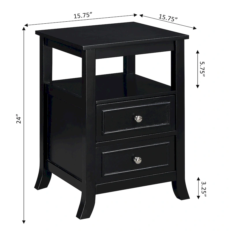 Convenience Concepts Melbourne 2 Drawer End Table with Shelf