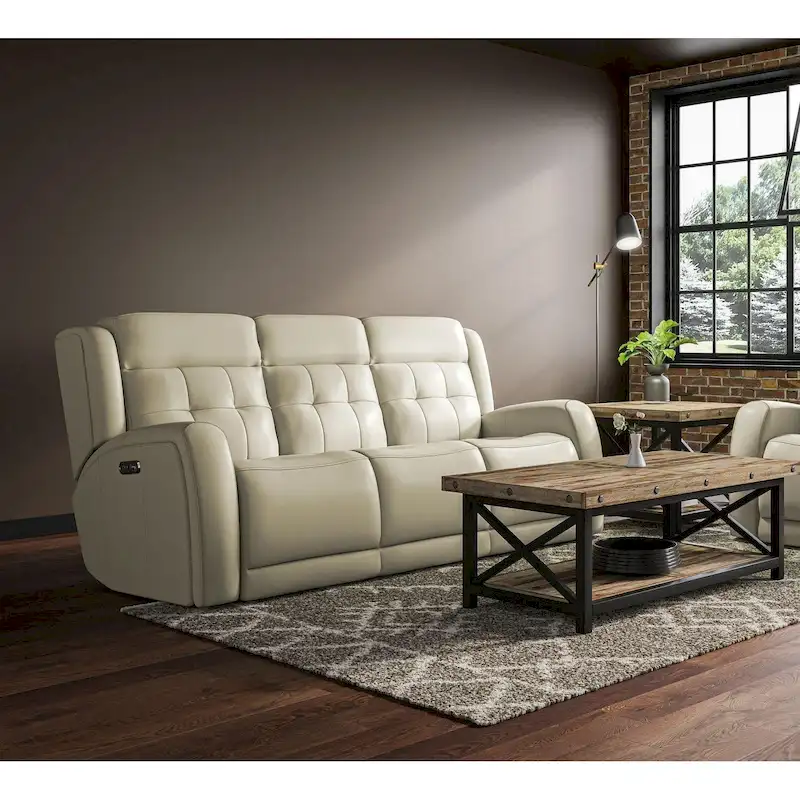 Grant 87 Leather Power Reclining Sofa with Power Headrests by Flexsteel