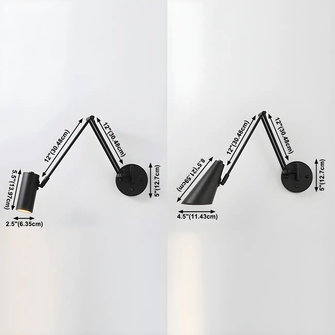 Elegant Streamlined Metal Swing Arm Wall Light