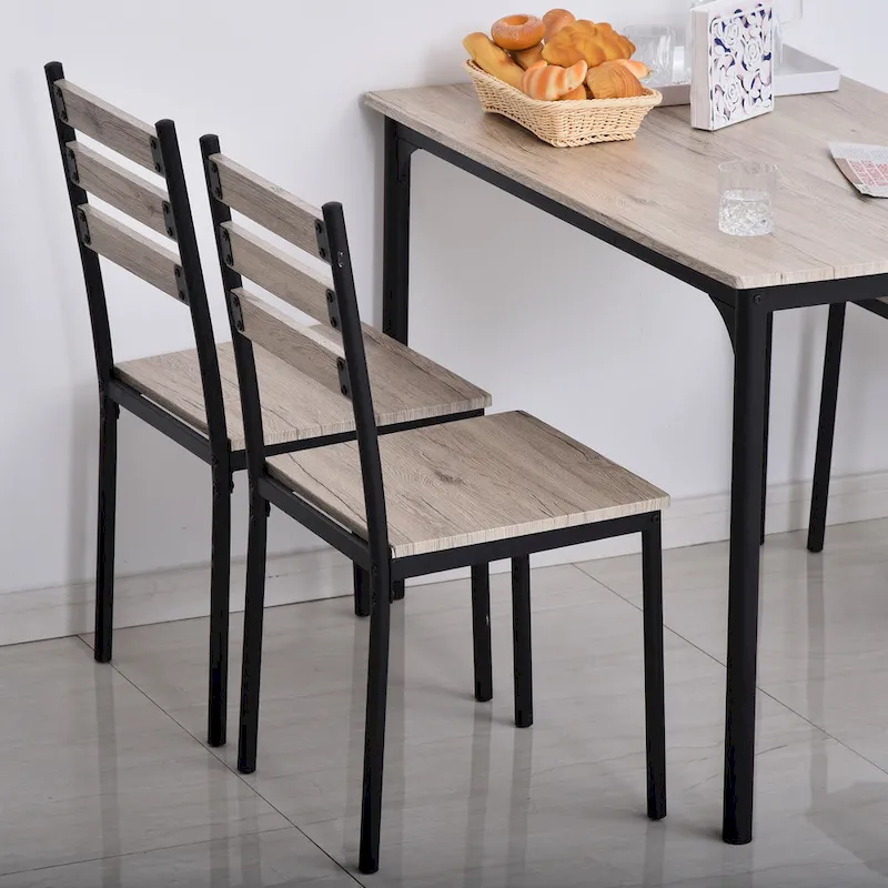 HOMCOM Modern 5-Piece Wooden Dining Kitchen table set 1 Table 4 Chairs Metal legs