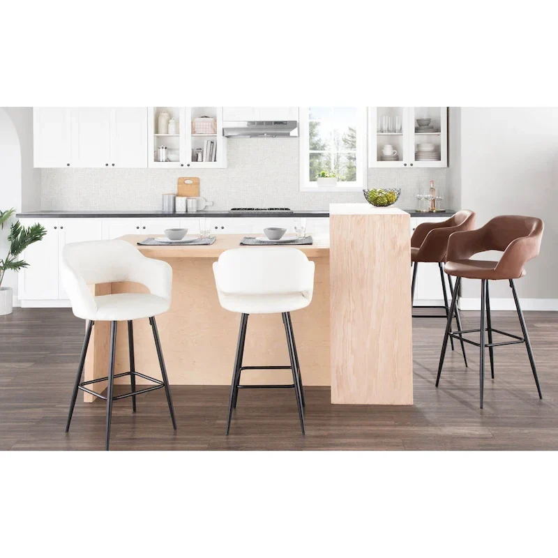 Faux Leather Bar Stools (Set of 2) - N/A