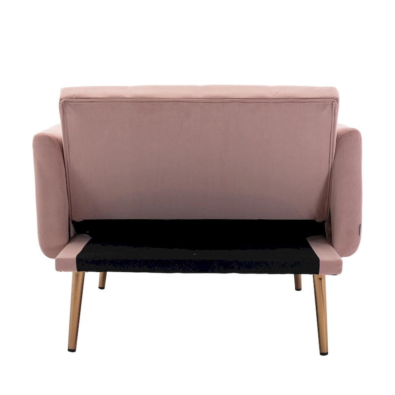 Pink 62.2 Upholstered Chaise Lounge Chair with Iron Legs