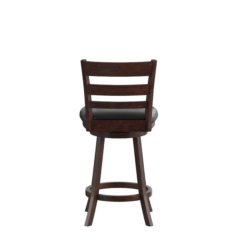 Ladderback Wooden Counter Height Stool with Upholstered Seat