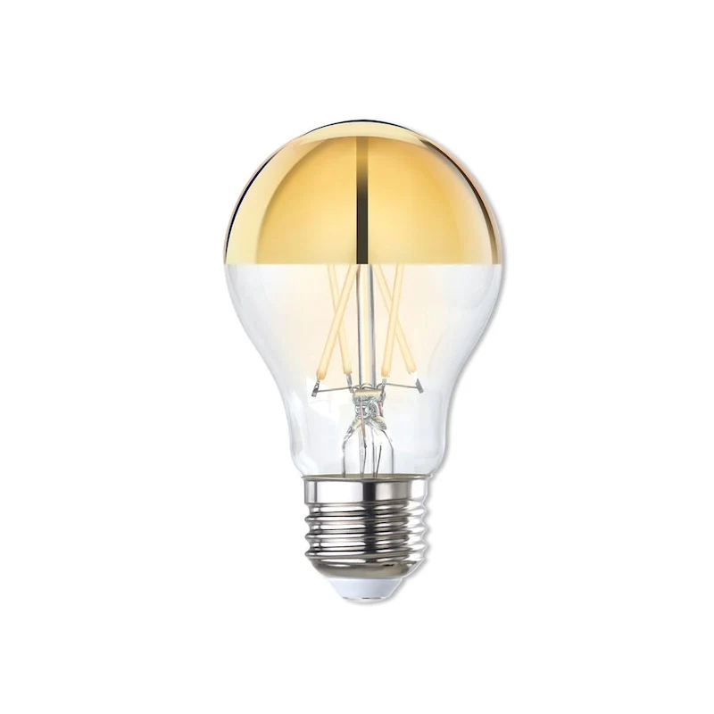 Bulbrite LED Filament Pack of (4) 5 Watt Dimmable A19 Light Bulb with Half Gold Glass Finish and Medium (E26) Base