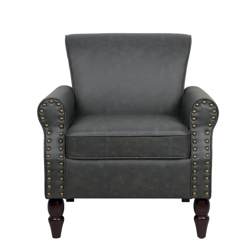 Nailheads Accent Chair Faux Leather Armchair