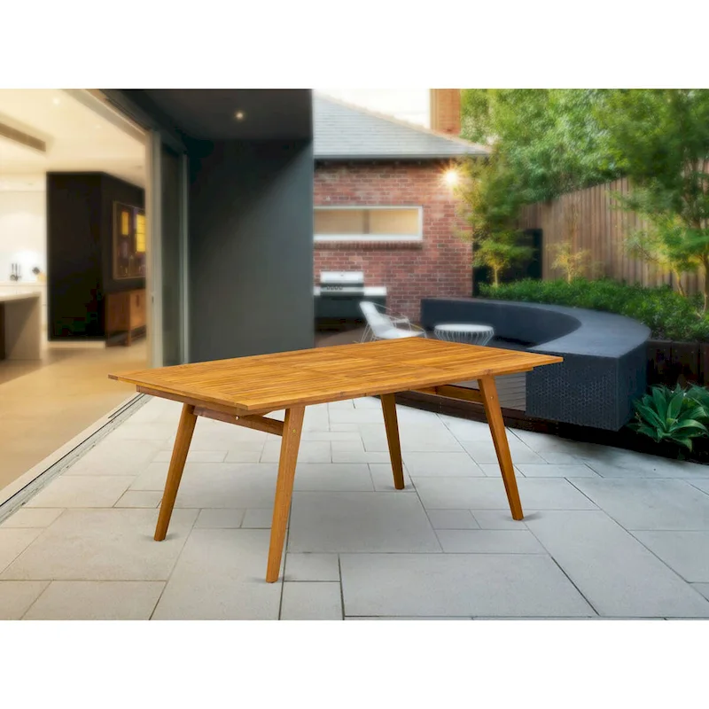 East West Furniture BDETRNA Modern Coffee Table and Rectangular Top with Wood 4 legs - Natural Oil Finish