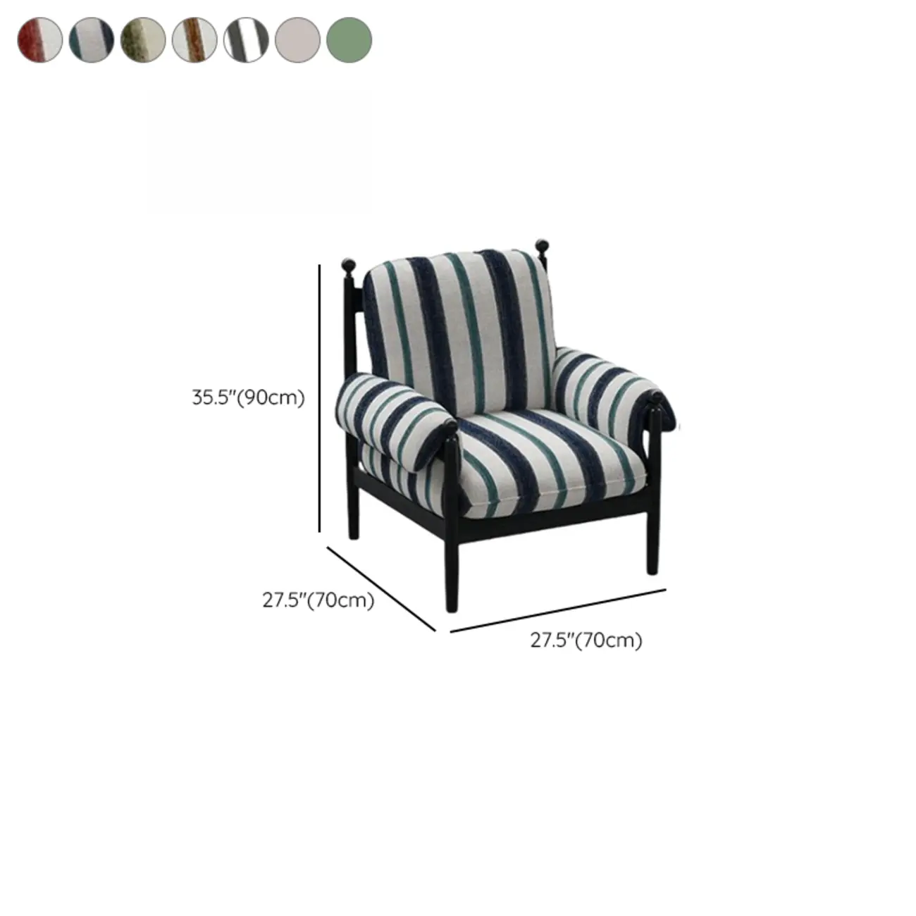Modern Striped Accent Chair with Removable Cushion