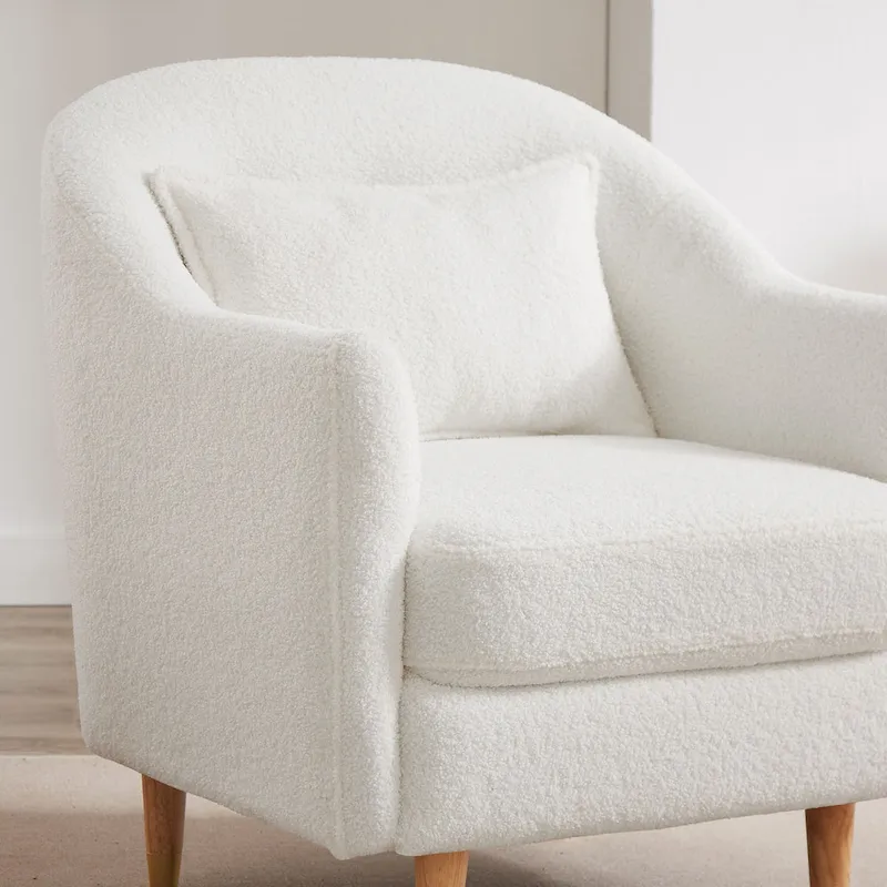 VANOMi 28.34 Accent Armchair, Velvet Barrel Chair with Solid Wood Legs