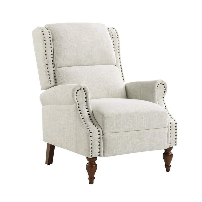 Terri Traditional Roll Arm Manual Recliner with Solid Wood Legs by HULALA HOME