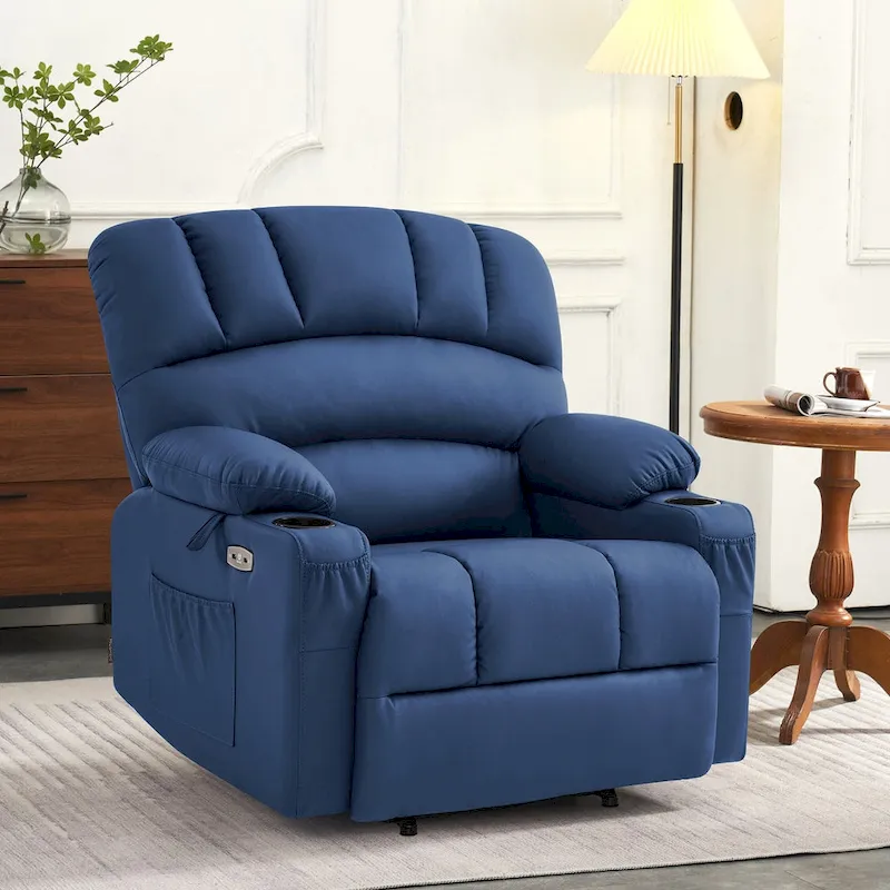 MCombo Power Lift Recliner Chair Sofa with Massage and Heat, Faux Leather R7096 (Medium-Wide)
